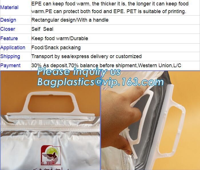 Custom Packing Aluminum Foil Zip-Lock Grocery Handle Thermal Insulation Cooler Bag For Outdoors,Promotional Insulated La
