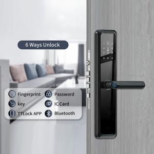China Semi Auto Smart Handle Front Door Lock Fingerprint Code Card Key TTLock Access wholesale