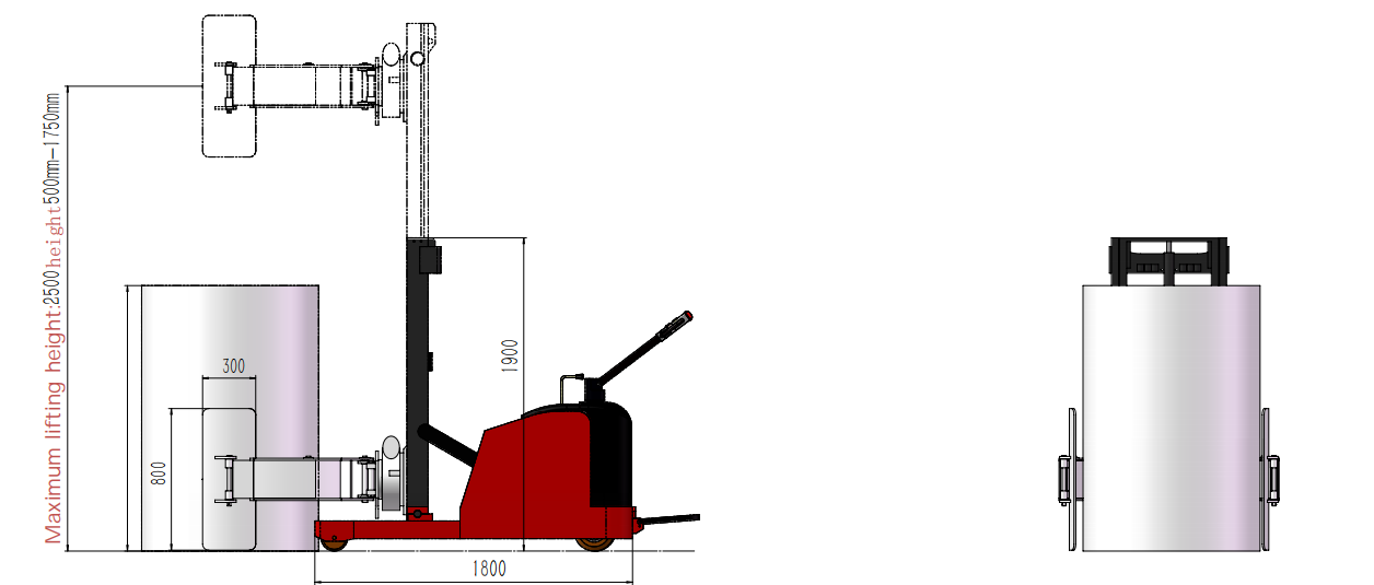 1.5 Ton 1 Ton All Electric Pallet Stacker 1500kg 3 Meter Forklift Stacker Forklift with Paper Roll Clamps