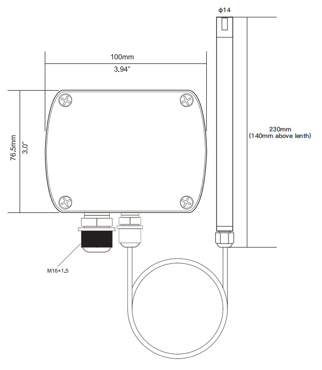 Cable 0-10V Air Velocity Transmitter IP65 16-24V
