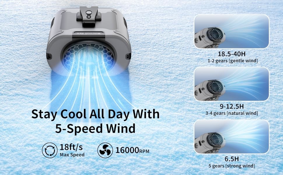 Socool Fan 10000mAh Portable Emergency Power Fan With SOS LED Light , Mini Rechargeable Clip Waist Fan
