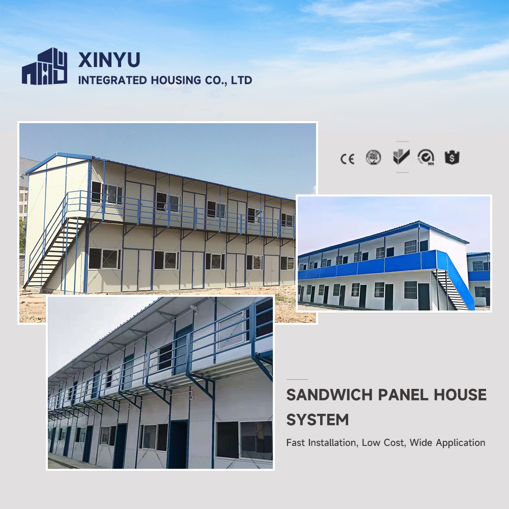 Low Carbon Villa Houses Made of Sandwich Panel and Prefabricated Steel Structure System Design
