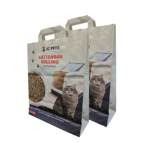 Grease Paper Charcoal Cat Litter Biodegradable Kraft Bag Double Layer With Handle