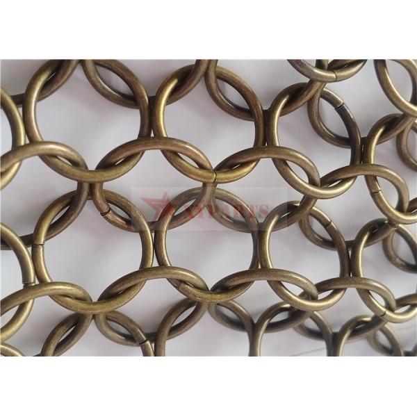 Bronze Color Ring Mesh Curtain 1.5x15mm For Store Construction