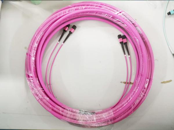 Quality Fiber Trunk Cable 12F OM4 Violet  MTP MPO Patch Cord Type B for sale