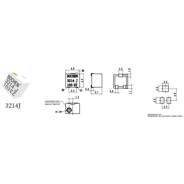 3214J 0.25W 10k Ohm 5 Turn Multiturn Precision Trimmer Potentiometer