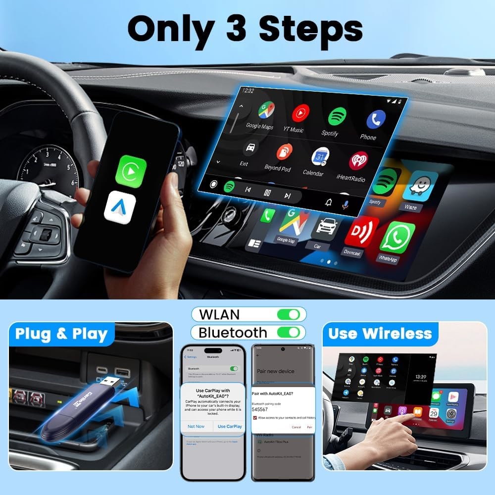 Se Pro More Apps Music Gps carlinkit USB Mini Adapter Wireless Carplay Universal Dual Channel Android Auto Ai Box for Cars apple