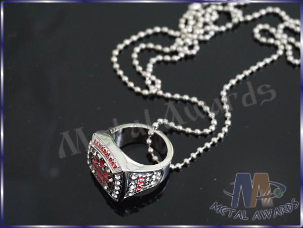 Quality Soft Enamel Zinc Alloy Ring Custom Championship Rings With Chain Nickel Plating for sale