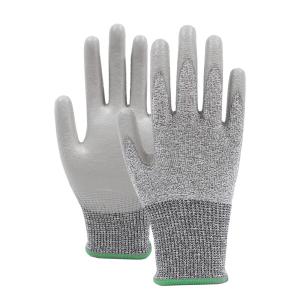 Grey Anti Slip PU Safety Gloves ANSI Level 2 Cut Resistant Gloves For Construction