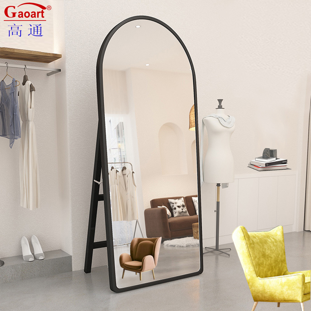 Full Length Gold Arch Frame Standing Black Home Decor Mirror for Living Room Floor Mirror