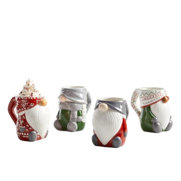 12oz 350ml Ceramic Milk Mugs Hand Painting 3D Relief For Christmas Festive