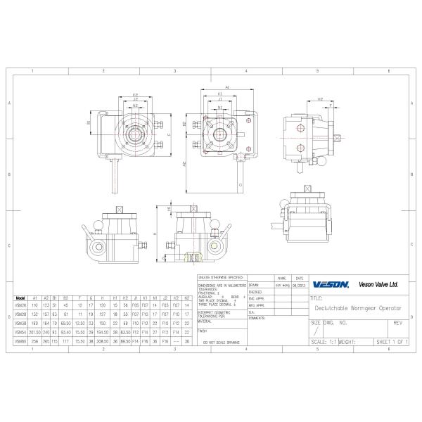 Veson Declutchable Manual Override Gearbox Comes With Iso Actuator And Valve Mountings