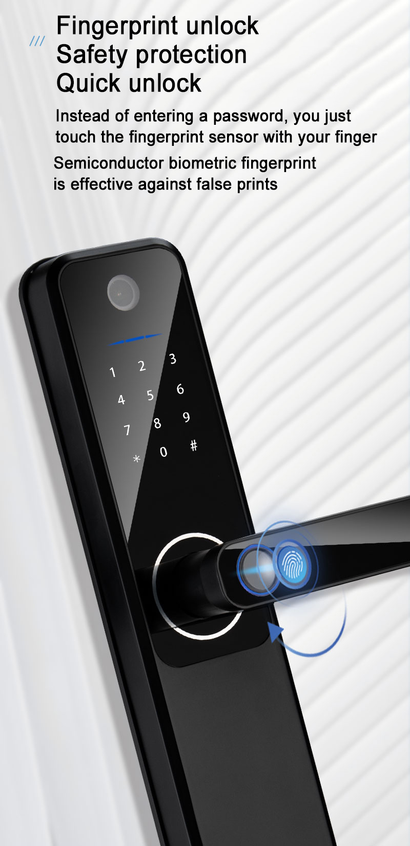Remote Unlocking Card Code Fingerprint Door Lock With Camera For 5050mm Mortise
