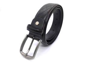 China Black 35MM Embossed Mens Leather Dress Belt For Pants wholesale