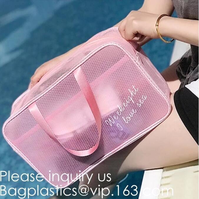 Custom Clear Pvc Lady Handbag Set Transparent Beach Tote Bag With Inner Pouch,Shoulder Tote Holographic PVC Beach Bag