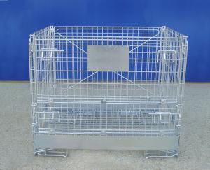 Galvanized Foldable Industrial Wire Container Stackable Space Saving