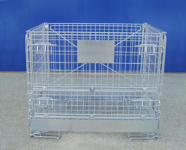 Quality Galvanized Foldable Industrial Wire Container Stackable Space Saving for sale
