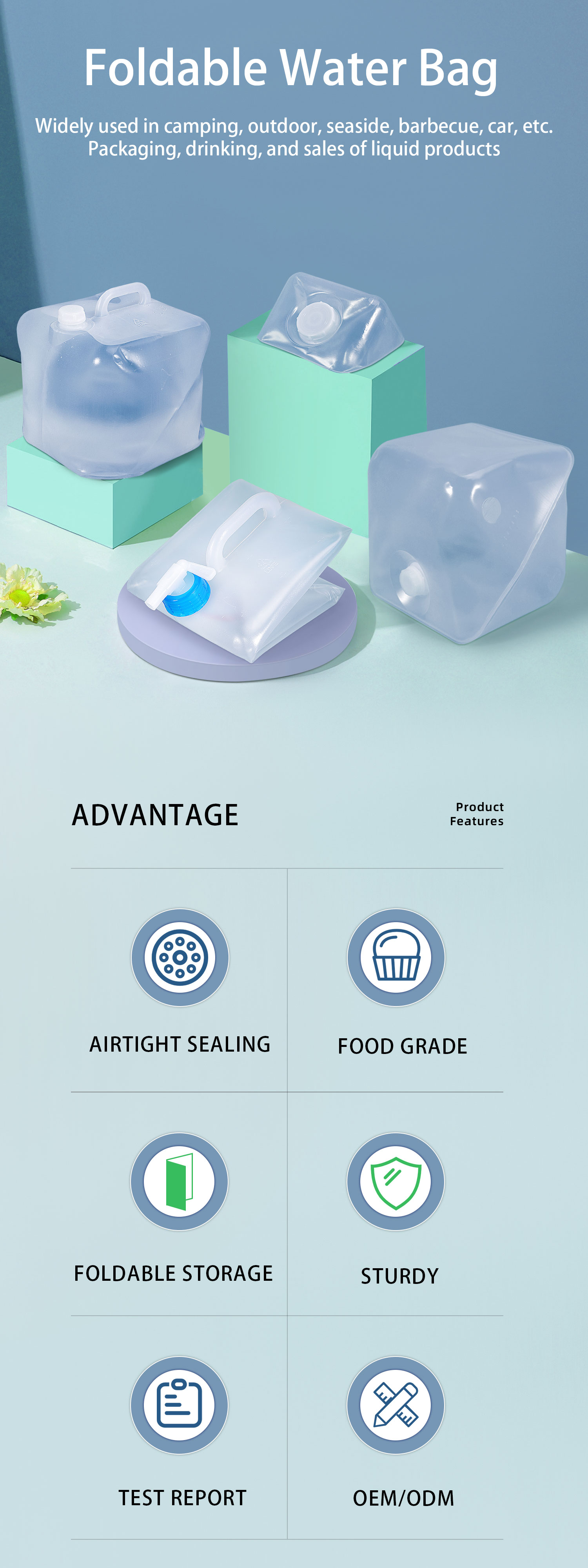 Custom Size Accepted LDPE Collapsible Water Container for Easy Storage and Transport