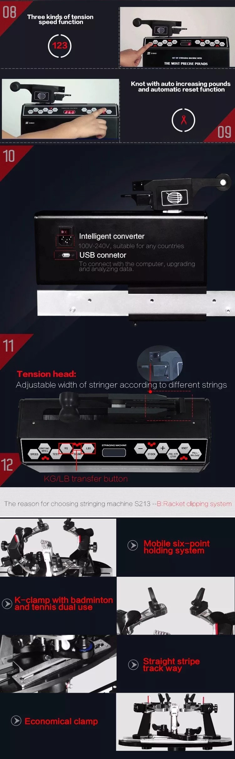 Digital Badminton Racket Stringing Machine Computer Operated