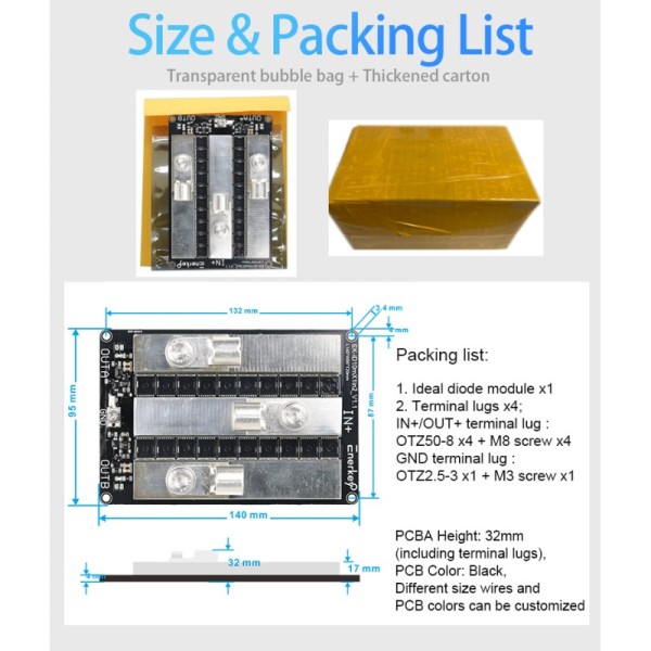 200V 300A Ideal Diode Module For Battery Charging Reverse Current Protection And Solar Anti Backflow Diode