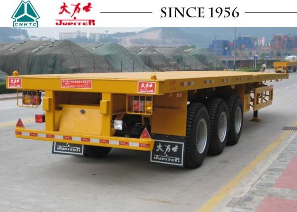 Quality 3 Axle Flatbed Trailer , 20-45ft High Bed Trailer For Carrying Bulk Cargo for sale