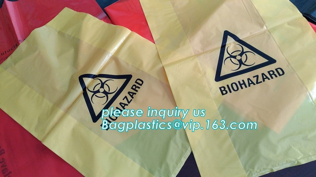 LDPE biohazard waste bin bags disposable medical autoclave bags, biohazard specimen bag plastic adhesive flat bag, bagea