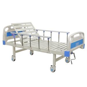 China Fixed Height Manual Hospital Bed Aluminum Side Rail One Function With 4 Wheels wholesale