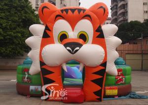China 25'x18' indoor big tiger inflatable toddler bouncy castle made of lead free material for family backyards on sale