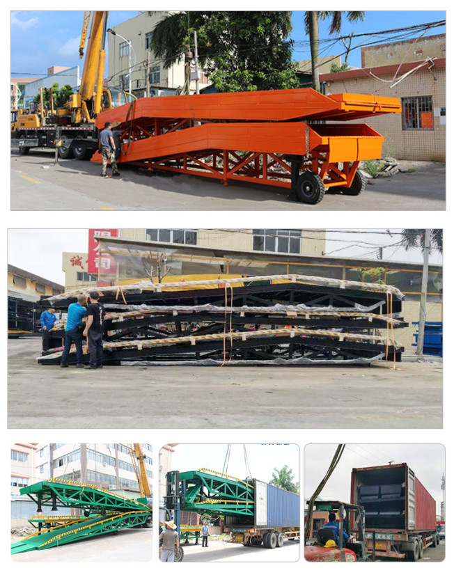 10T-10M Customized Blue High Guardrail Loading And Unloading Goods Hydraulic Dock Ramp 0