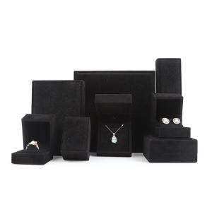 Buy cheap high end velvet square black jewelry box for bracelet Necklace ring packaging from wholesalers