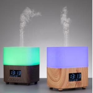 300ML Wood Grain Aromatherapy Diffuser With LCD Clock