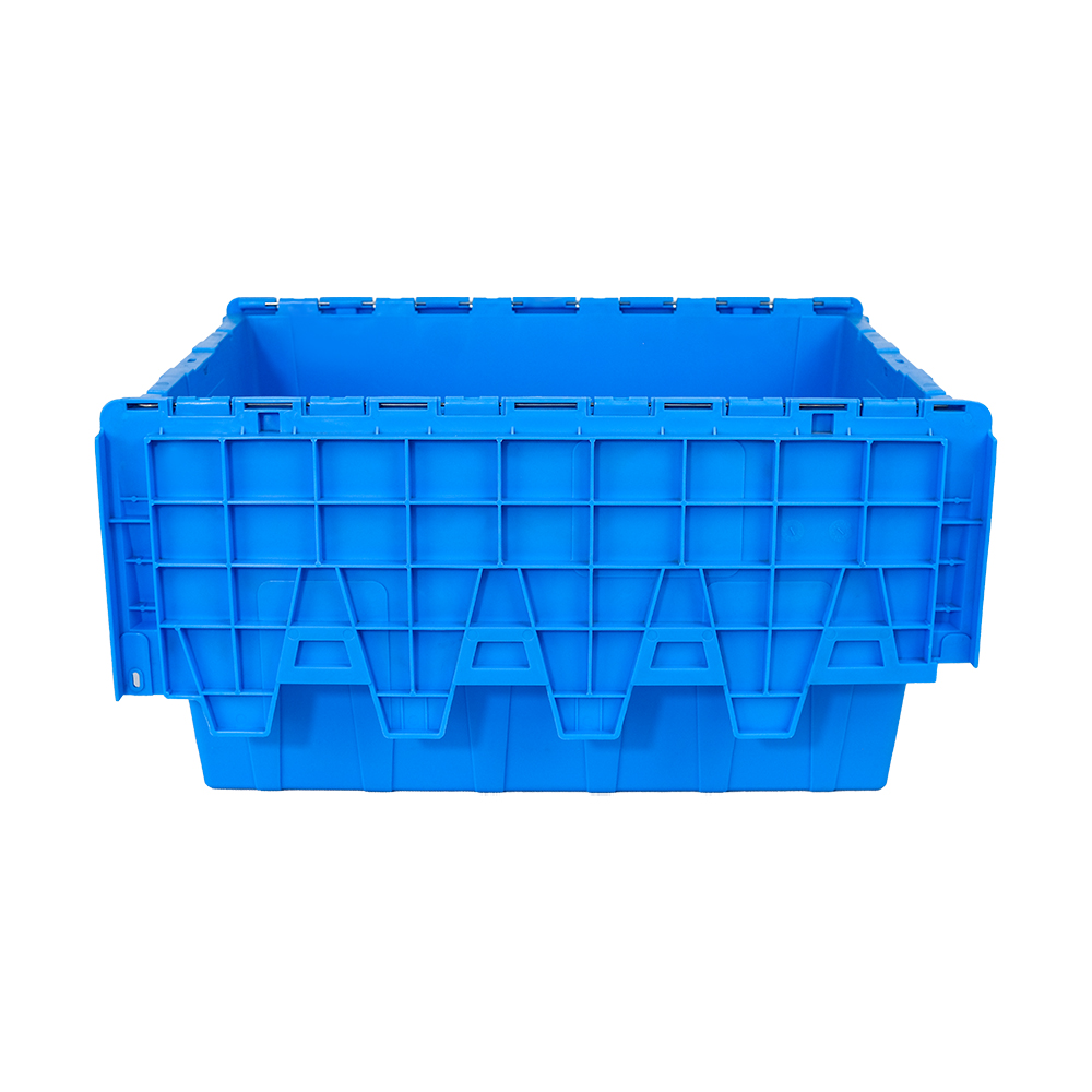 Reusable Attached Lid Container Nestable Logistic Moving PP Solid Box with Hinged Lid
