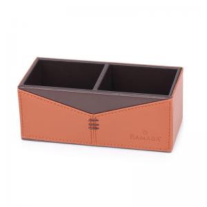 double brown dark leather sachet holder for 5-star hotel guest room