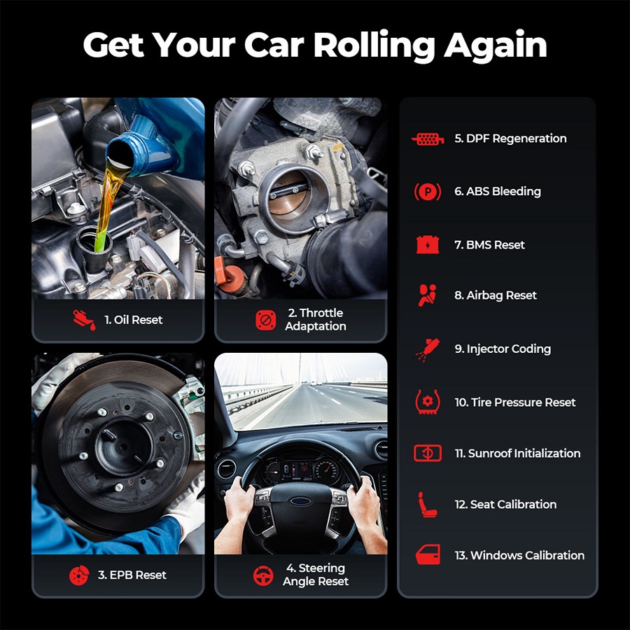 TOPDON TopScan PRO Diagnostic Tool 13 Reset Functions I/M Readiness, Injector Coding