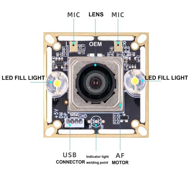 IMX377 12MP USB Camera Module FF Dual Mic M12 Mini Camera Module High Sensitivity