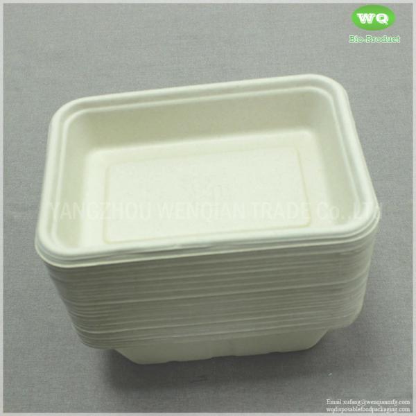 Quality 500ml Eco-Friendly Unbleached Sugarcane Pulp Rectangular Lunch Box ,750ml Biodegradable Tray 950ml Disposable Pulp Tray for sale