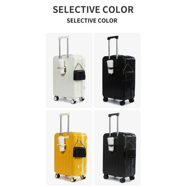 Front-opening Wear-resistant Suitcase!The Side-opening Lid Design is convenient for taking out,and the built-in cup holder is ready for use.the large