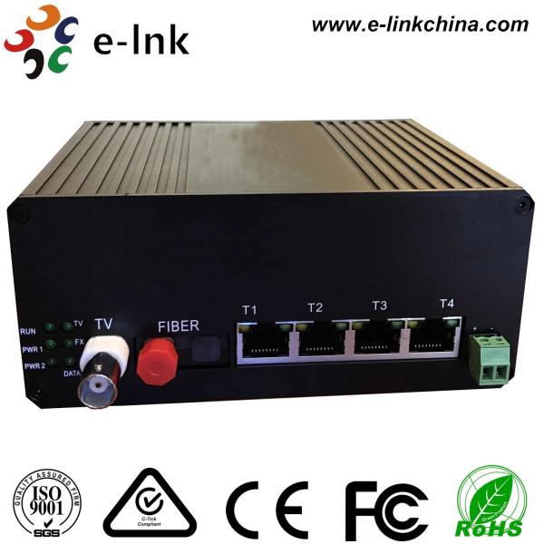 Industrial Video Ethernet Switch 4x10/100M Ethernet + 1xVideo + 1xRS485 Data +