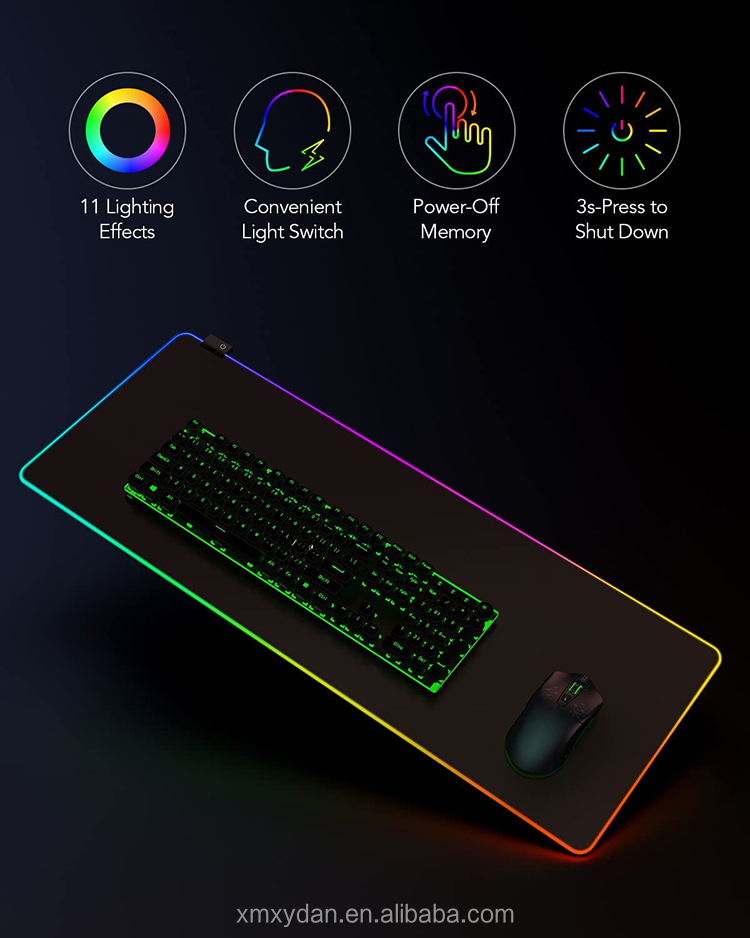 Comfortable Waterproof Gaming Mat with Customizable RGB Lighting and Non-slip Base