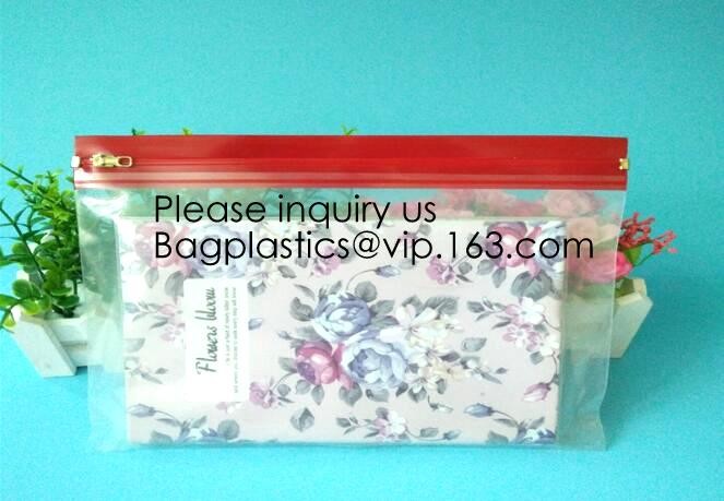 Metal Clip Zipper Slider Closure Bags, Zip Envelope, Clear Color A5 Size Paper Document File Invoice Bill Zipper Bag Pen