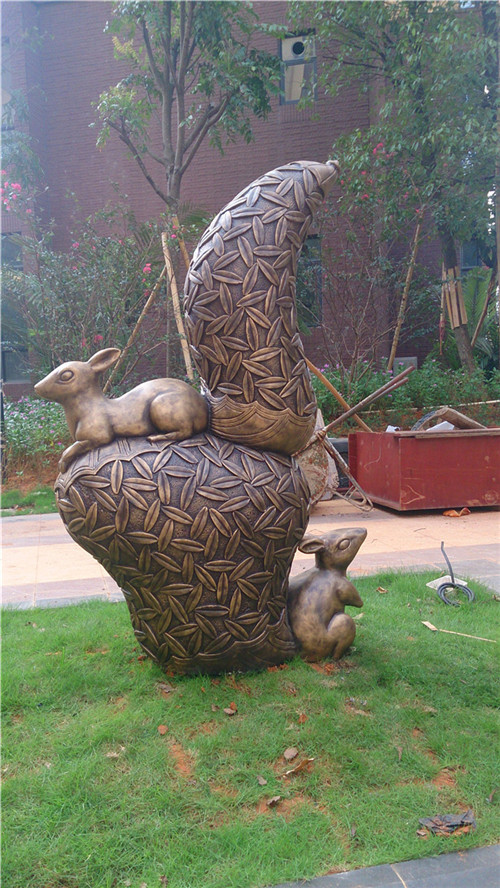 3 M Metal Animal Sculptures Outdoor Bronzed Squirrel Garden Statue