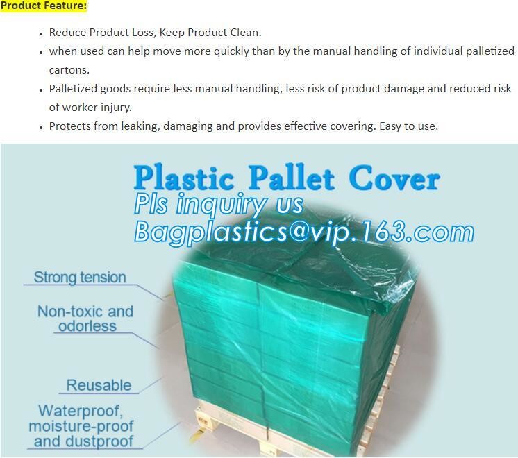 Customized Square Bottom or Side Guesst Plastic Protective Pallet Covers, 4 Mil Dust proof Clear Pallet Covers, BAGPLAST