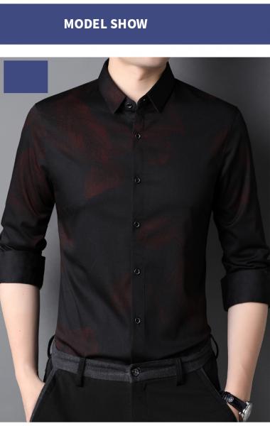 Custom Plus Size Viscose/Polyester/Spandex Long Sleeve Dress Shirt for Men's Shirts