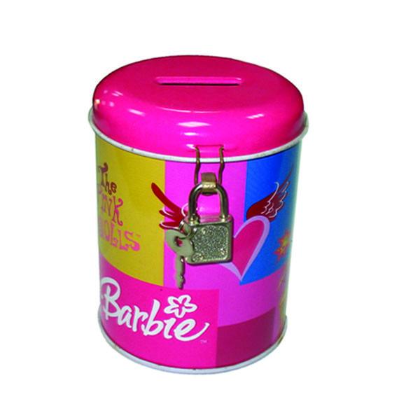 Quality round coin bank tin box with lock for sale