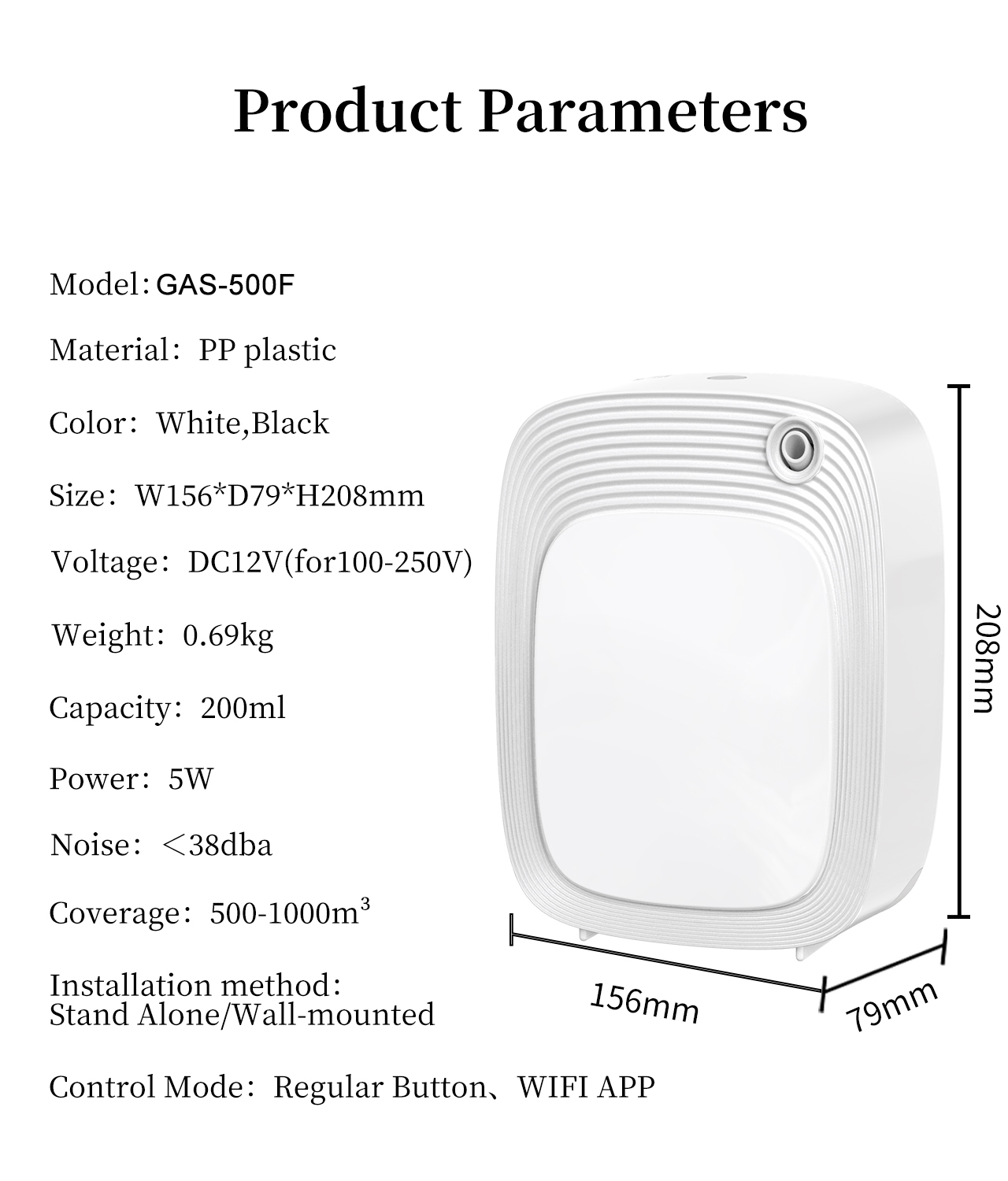 HOMEFISH Electric Aroma Diffuser 200ML Large Capacity Intelligent Remote Control Portable Aromatherapy Machine for Home