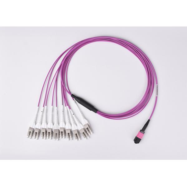 12F 24F Core MPO To LC Fiber Cable , OM3 MPO MTP Fiber Optic Cable