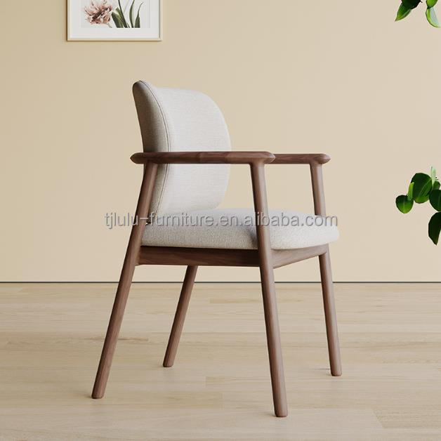 Home Furniture Luxury High End Nordic Solid Ash Wood Bent Backrest High Density Sponge Upholstered Arm Chair