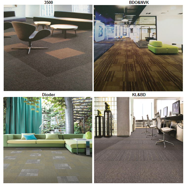 Modern dark colored tufted loop stripe PP carpet tile