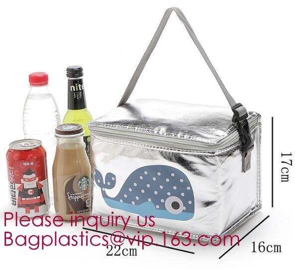 Custom Packing Aluminum Foil Zip-Lock Grocery Handle Thermal Insulation Cooler Bag For Outdoors,Promotional Insulated La