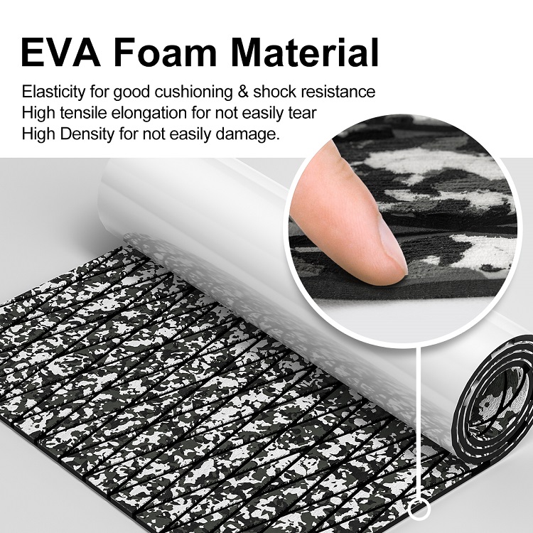 EVA Boat Flooring for Customized Marine Decking in Camouflage Brushed Grooved Design